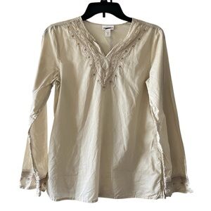 Y2K Limited Too Cream Embroidered Top